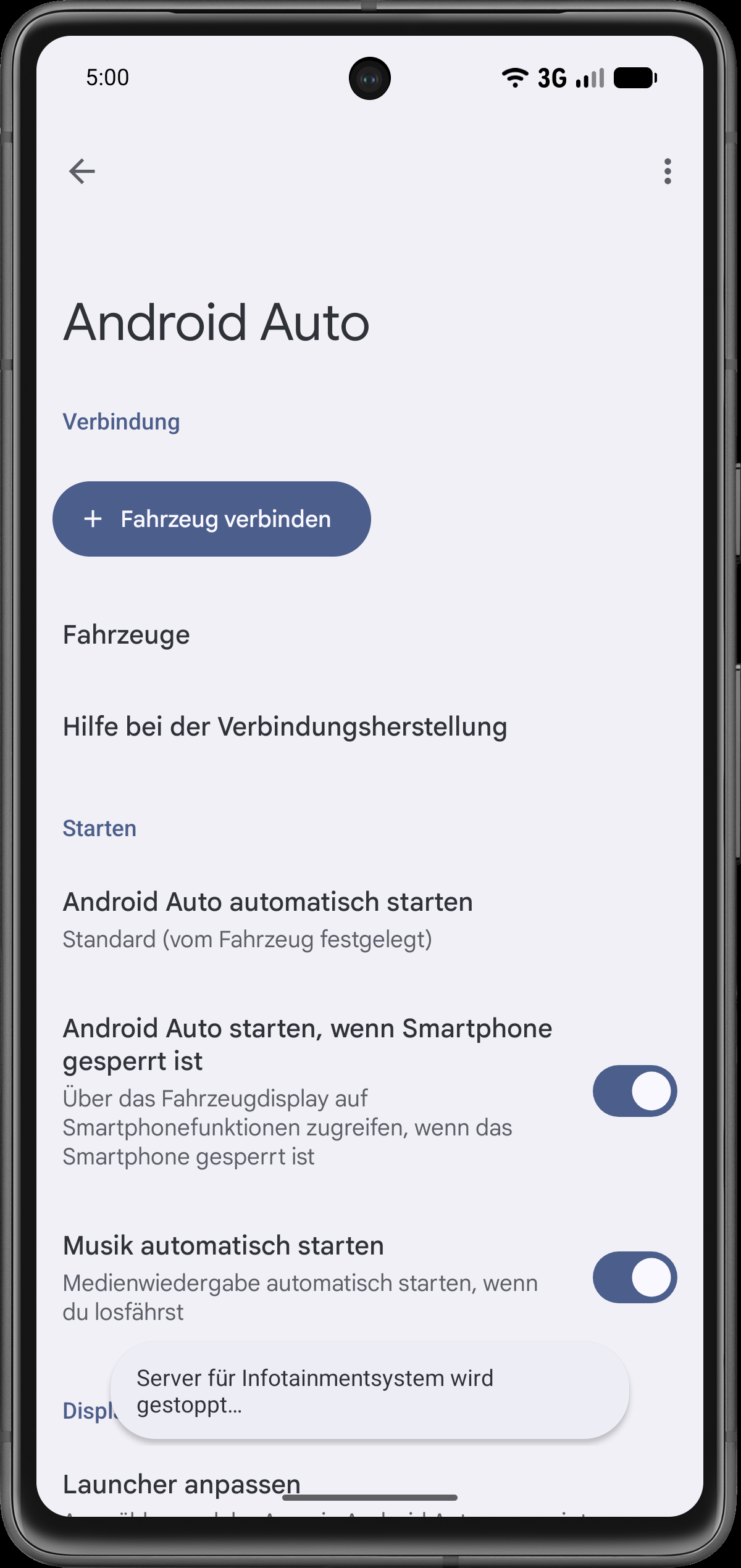 Server für Infotainmentsystem starten