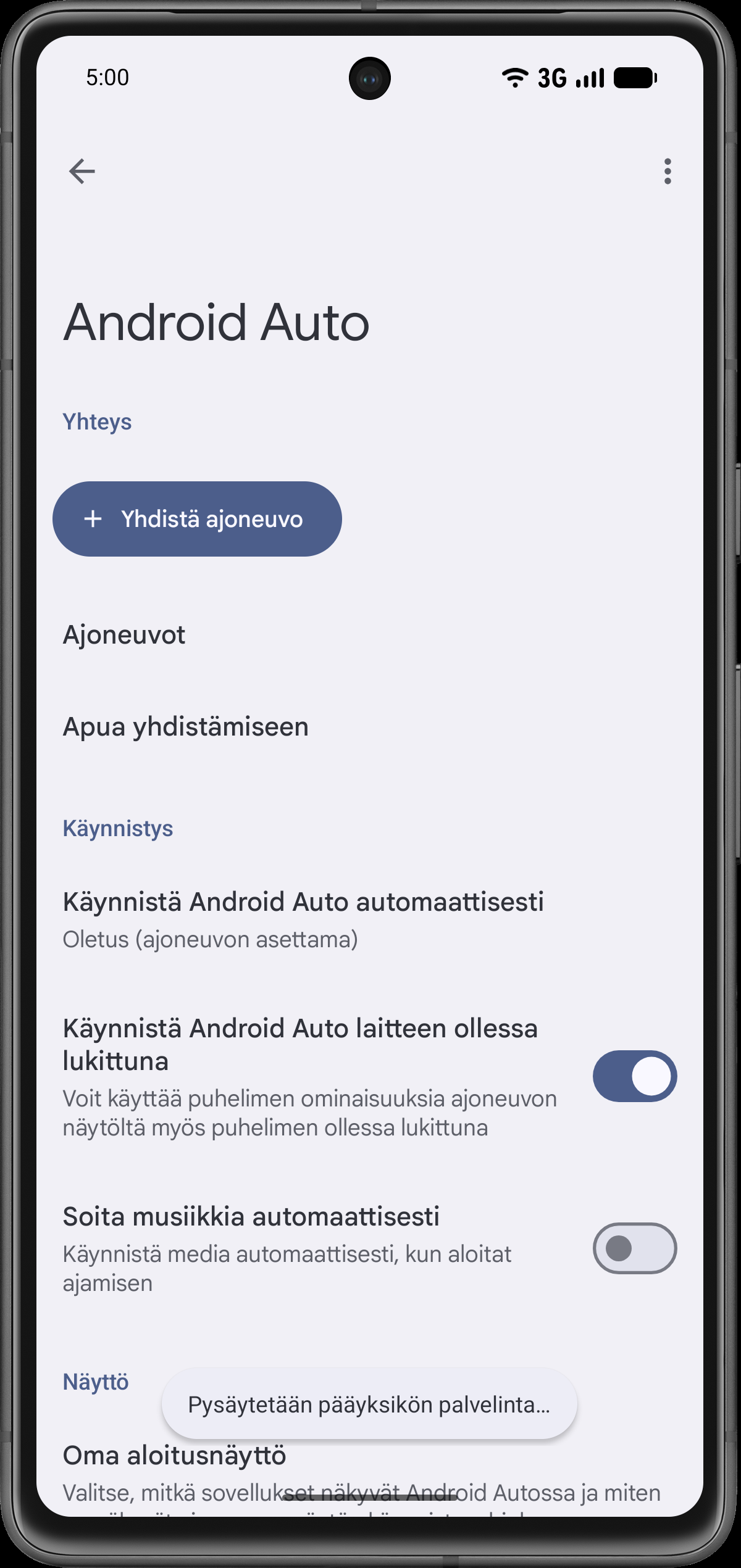 Käynnistä pääyksikön palvelin