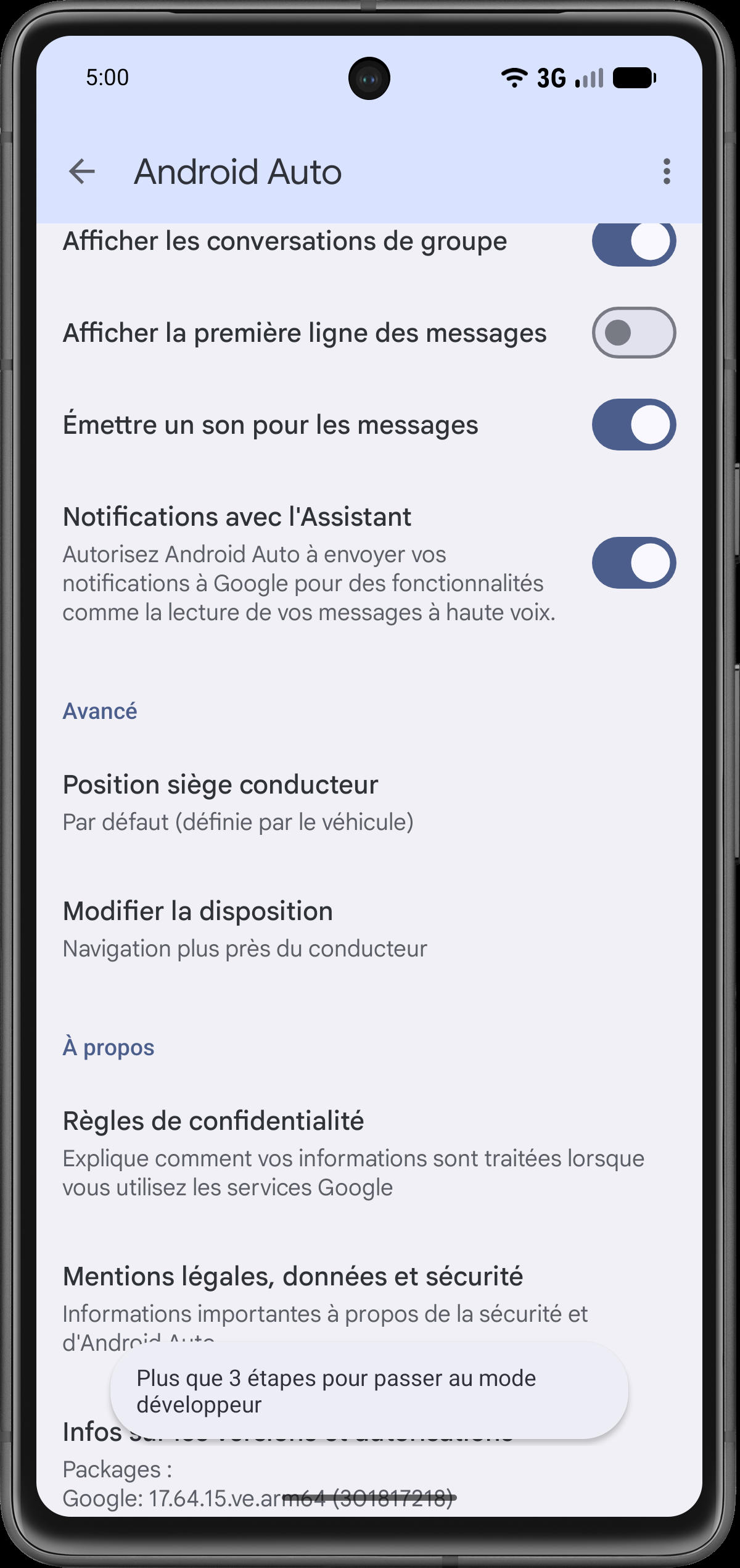 Activer le mode développeur