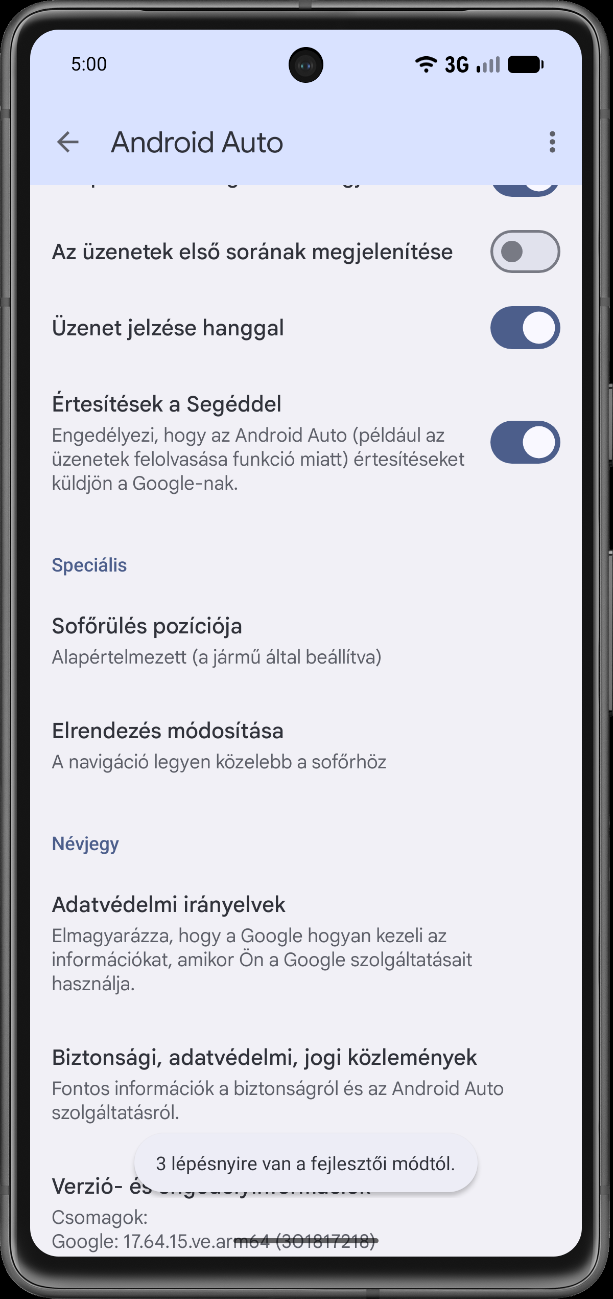 Fejlesztői mód engedélyezése