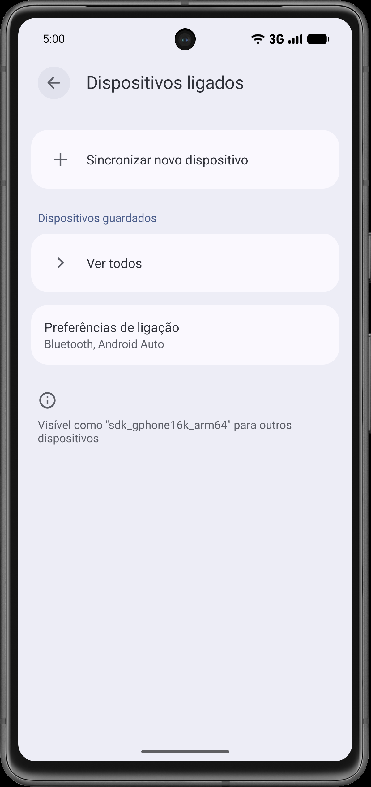 Abra as preferências de conexão