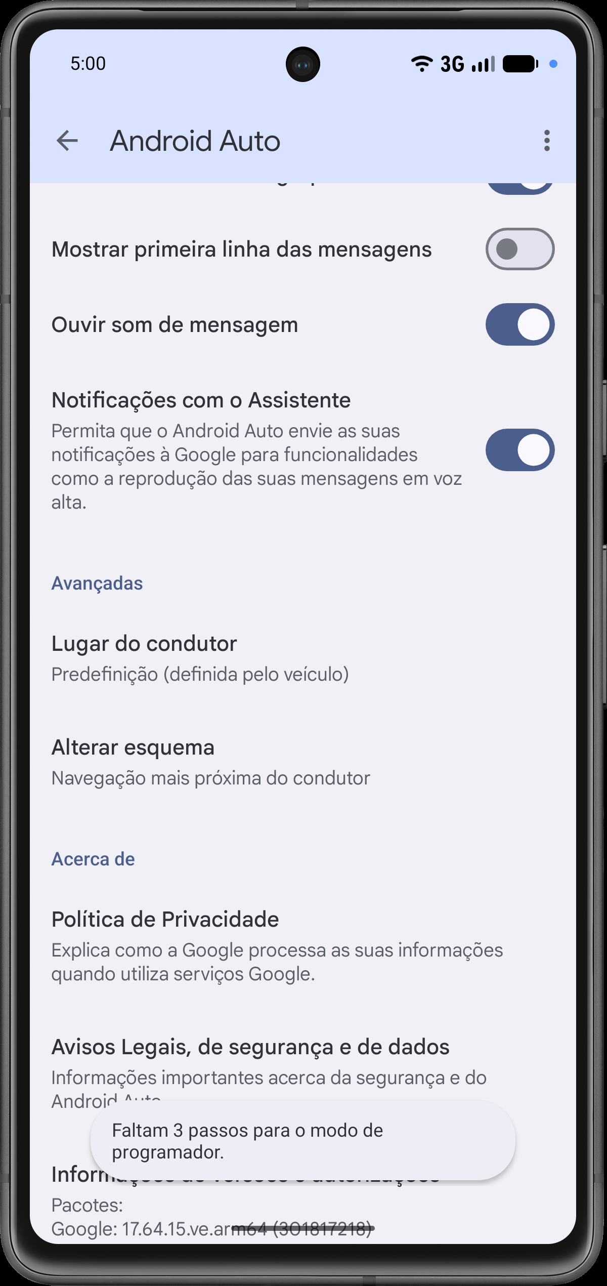Ative o modo de desenvolvedor